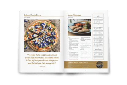 Two recipes inside the Bali Vegan Book. Flowers and Fire Yoga Garden. 